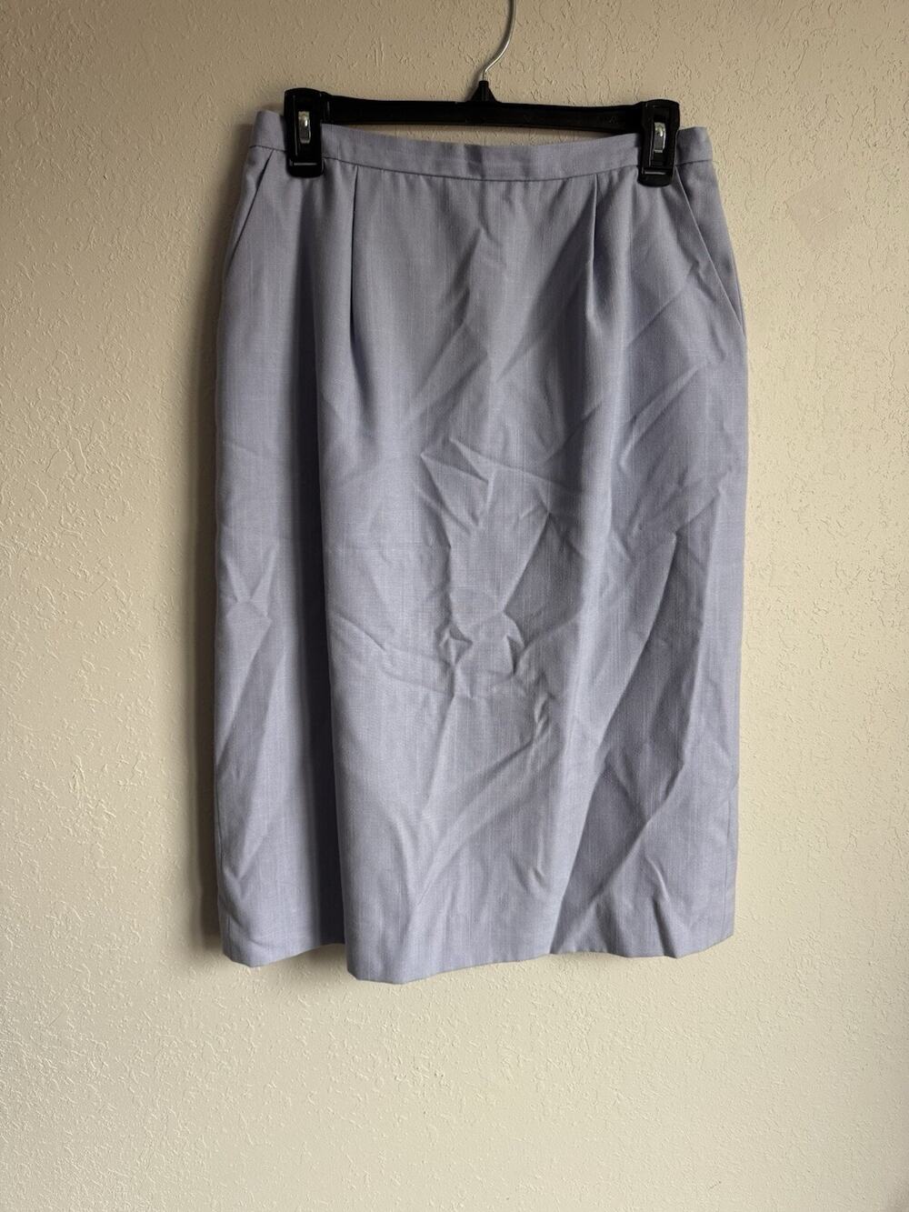 Vintage Pendleton Classic Linen Periwinkle Blue Straight Pencil Skirt Womens 10
